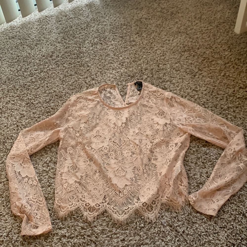 Pink long sleeve lace